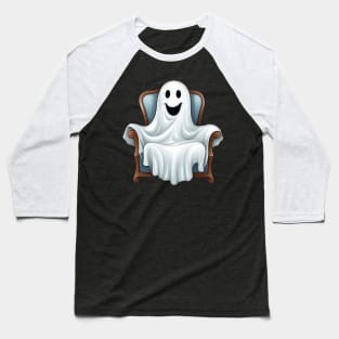 Cute Ghost in Chair Baseball T-Shirt